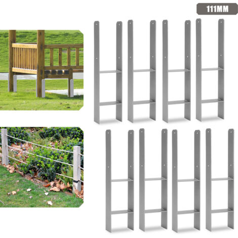 Jiubiaz Ancrage pour poteaux d'extérieur – très robuste, résistant aux intempéries et idéal pour les poteaux en bois dans le jardin - 111 mm 8x - H support de poteau (1/5)