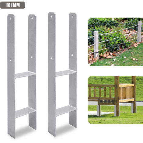 Jiubiaz Ancrage pour poteaux d'extérieur – très robuste, résistant aux intempéries et idéal pour les poteaux en bois dans le jardin - 101 mm 2x - H support de poteau (1/5)