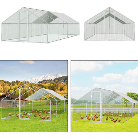 Jiubiaz Enclos 3×8×2 m – Poulailler en métal accessible, 24 m² de surface, porte verrouillable, parc extérieur pour poules, petits animaux et plantes (1/5)