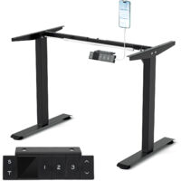 Jiubiaz Piètement de table réglable en hauteur électriquement avec mémoire triple et port USB-C - Moteur unique innovant à construction inversée pour une stabilité maximale (profilé tubulaire 65 x 45