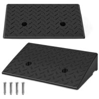 Jiubiaz Rampe de chargement 2 pièces Curb Rampé Rampe d'élevage Rampion de trottoir en caoutchouc portable de fauteuils roulants 49x30x11cm