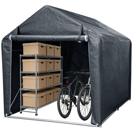 Jiubiaz Carpa para Motos y Bicicletas XL 218x157x166 cm, Sin Suelo, PE 160g Anti-UV, Gris