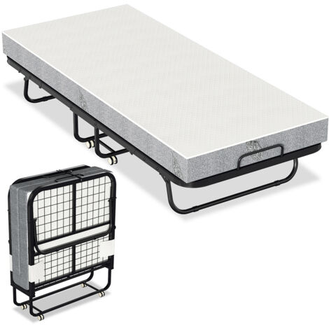 Jiubiaz Cama de invitados 80x190cm con colchón, sobre ruedas, plegable, cama plegable hasta 120 kg, portátil (1/5)