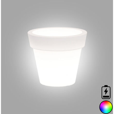 Jarrón luminoso de diseño moderno, Ø50 cm, H44 cm, de polímero con LED multicolor y batería, para interior y exterior - Fabricado en Italia - Monacis