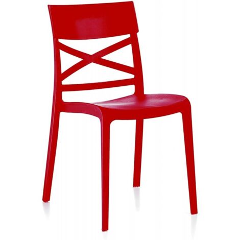 Conjunto de 4 sillas de resina monobloc "London Cross" de Flow Rojo (1/2)