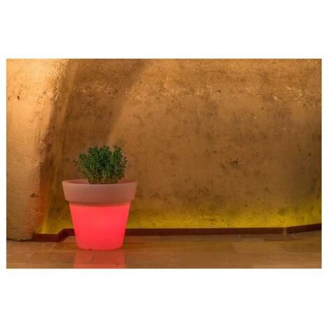 Maceta luminosa lámpara exterior diámetro 80 cm mod. Gemma luz roja (1/4)