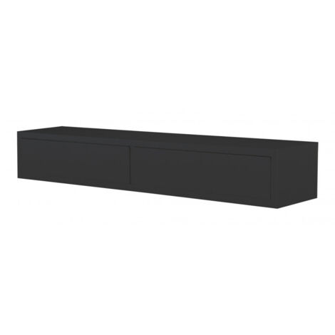 Estante de pared Domino con cajón negro 88.2x13.4x20 cm Sanitec