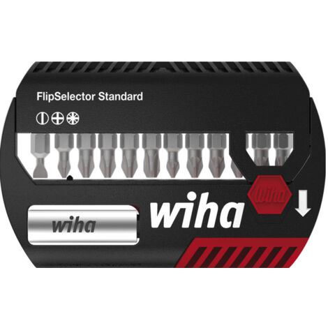 Wiha Juego de bits FlipSelector Standard de 25 mm ranurados, Phillips, Pozidriv, de 13 unid., de 1/4" C6,3 (39029) (1/3)