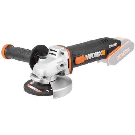 Amoladora angular Worx WX800.9 de 20 V con disco de 115 mm para cortar metal.