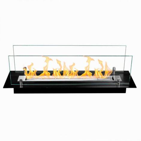 Quemador de bioetanol para chimenea de acero con vidrios de 65 cm