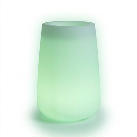 Jarrón alto, moderno y de diseño, Ø43 x H75 cm, fabricado en polímero resistente con LED verde, para interior y exterior - Hecho en Italia - Monacis (1/3)