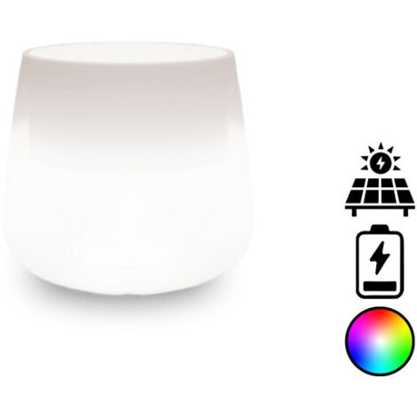 Jarrón luminoso de diseño moderno, Ø53 H55, en polímero con LED multicolor, con alimentación a batería y solar, para interiores y exteriores (1/5)