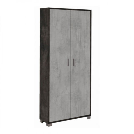 Mueble 2 puertas 83L x 29P x h190 – Acabado Negro Mate y Cemento – Sarmog