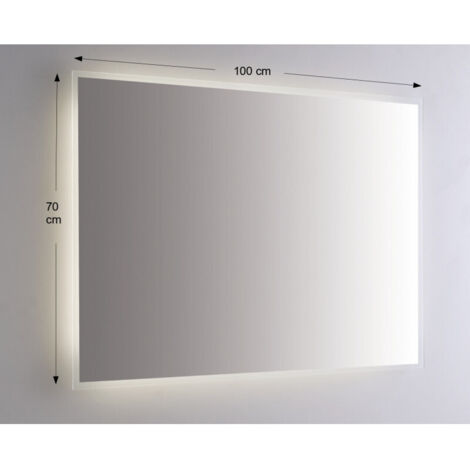 Espejo de pared retroiluminado LED 100X70 espesor 4 mm, cm con esquinas redondeadas