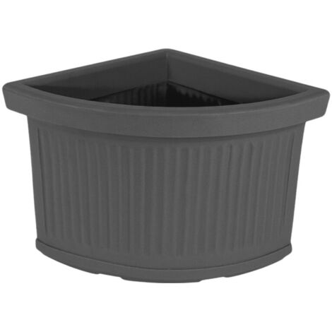 Macetero esquinero decorativo, 47x47 cm, H38 cm, fabricado en polímero antracita resistente, para plantas de jardín y terraza - Hecho en Italia