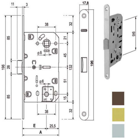 Cerradura para madera interior mediana E35 baño Ot 1102 Agb