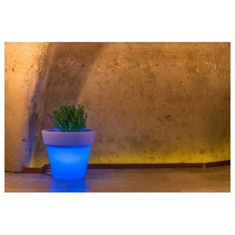 Maceta luminosa lámpara exterior diámetro 80 cm mod. Gemma luz azul (1/4)