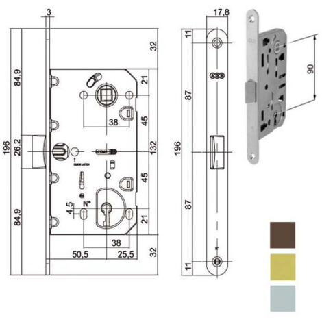 Cerradura para madera mediana E60 cromo mate 1101 Agb