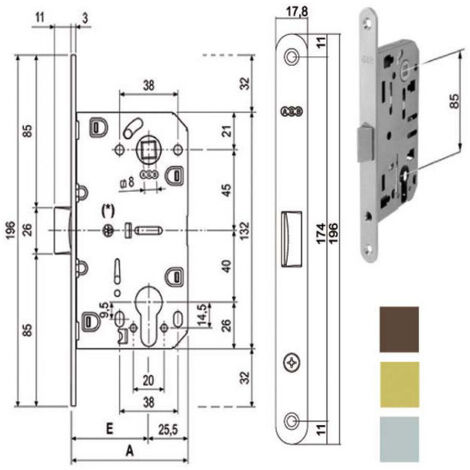 Cerradura para madera mediana E60 cromo mate 1103 Agb