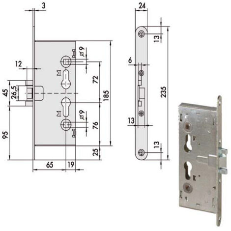 Cerradura Inf. Corta fuego Q9 43020-65-0 Cisa