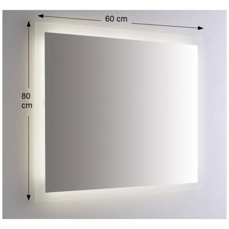 Espejo de pared retroiluminado LED rectangular 60x80 cm grosor 4 mm (1/2)