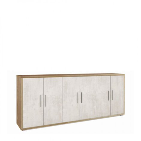 Mueble 6 Puertas 203L x 41P x h84 – Acabado Madera Nogal y Blanco Opaco – Sarmog