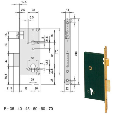 Cerradura de inserción para madera 5C631-40-0 Cisa