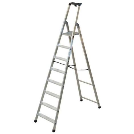 Escalera doméstica de aluminio con peldaños cuadrados de 8 peldaños