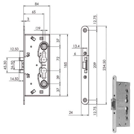 Cerradura Inf. Corta fuego Q9 216120 Iseo