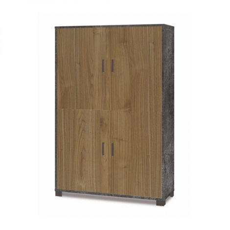 Mueble 4 puertas 108L x 41P x h161 – Acabado negro mate y madera de nogal Stelvio – Sarmog