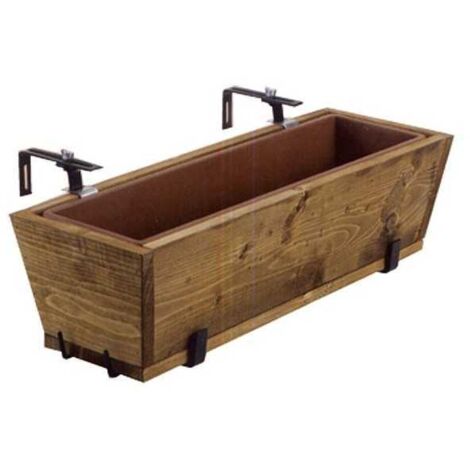 Soporte para macetas de balcón con marco de madera, maceta de 55x22 cm, Buzzi