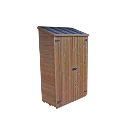 Caseta de jardín de madera tratada térmicamente de 19 mm, 120 x 60 cm, para exterior, con estantes y techo de pizarra – THE1206.01N Foresta