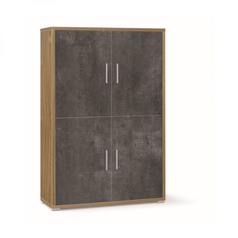 Mueble 4 Puertas 108L x 41P x h161 – Acabado Madera Nogal y Negro Mate – Sarmog