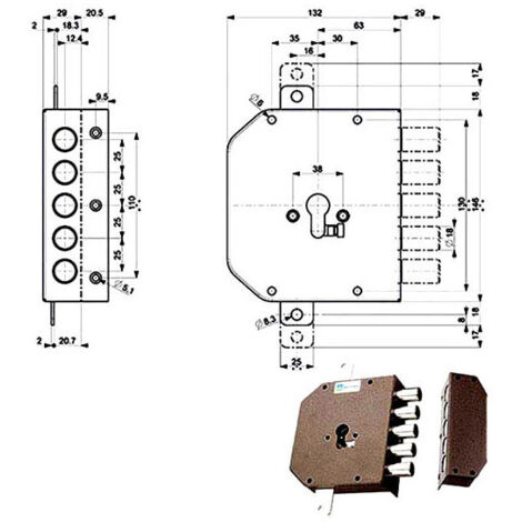 Cerradura Para Aplicar Triple Para Cilindro Europ Dx E 63 - Mm 132 X 146