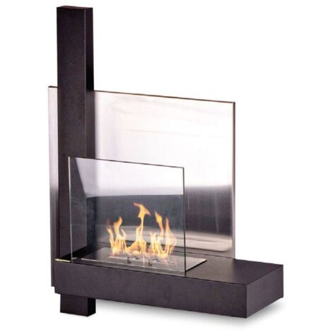 Chimenea de bioetanol de pared moderna con vidrio templado Vienna - Negro