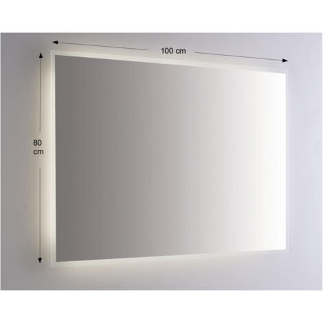 Espejo de pared retroiluminado LED 100x80 cm grosor 4 mm Telagio gris en PVC