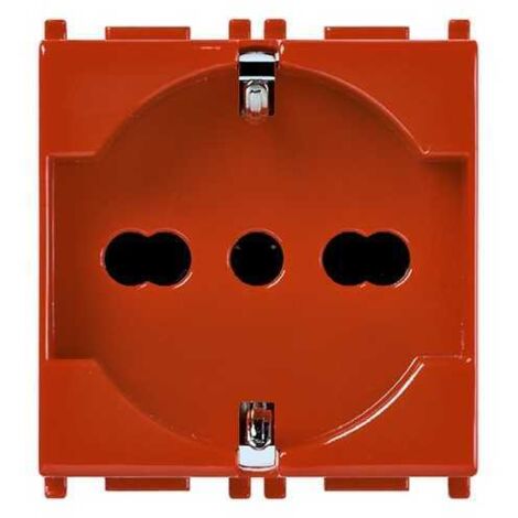 14210.R Enchufe 2P+T 16A Universal Rojo Plana
