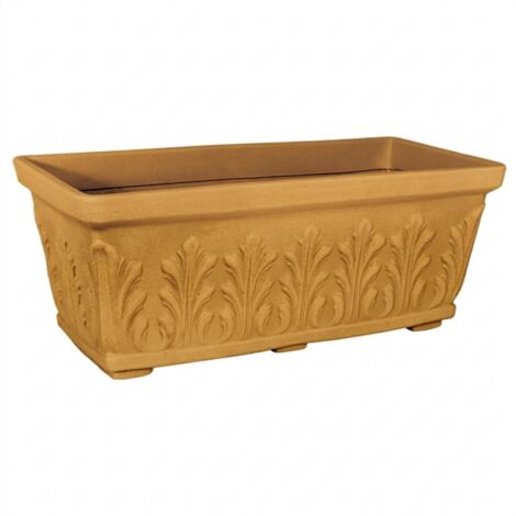 Macetero decorativo clásico tradicional de 50x20 cm y 18 cm de alto, fabricado en polímero Impruneta resistente, ideal para plantas en terrazas