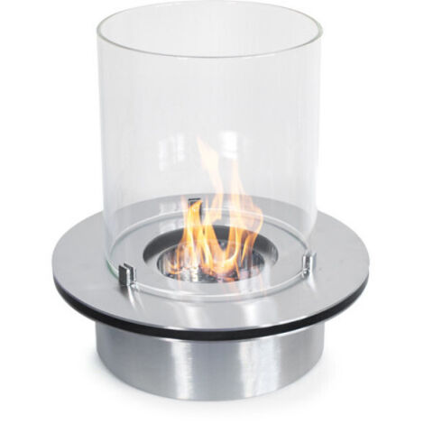 Quemador redondo de bioetanol inoxidable de 3 litros, diámetro 35 cm, con vidrio y lana de roca – Divina Fire