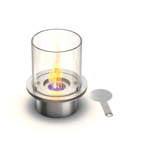 Quemador de chimenea de bioetanol redondo de acero inox con vidrio Round
