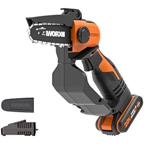 Motosierra podadora inalámbrica Worx WG324E de 20 V con barra de 12 cm y batería de 2 Ah para podar ramas.