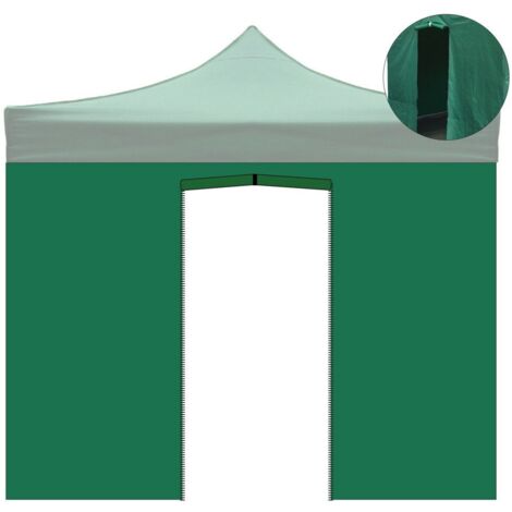 Tela lateral 3X2M verde impermeable con puerta enrollable para gazebo plegable 3X3 metros (1/5)
