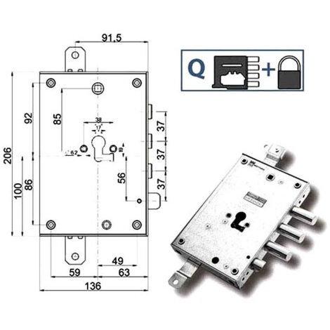 Cerradura Sic.Triple Izquierda 89857 Mottura