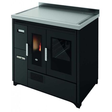 Cocinas Punto Fuoco Pellet Enrica-90 9,3Kw Negro Gofrado