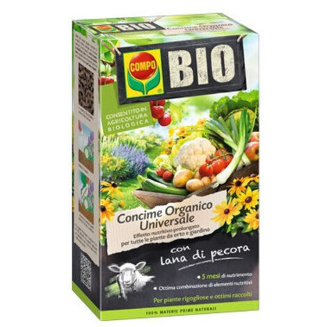 Abono orgánico universal con lana de oveja – 2kg – COMPO BIO – Nutrición prolongada para huerto y jardín