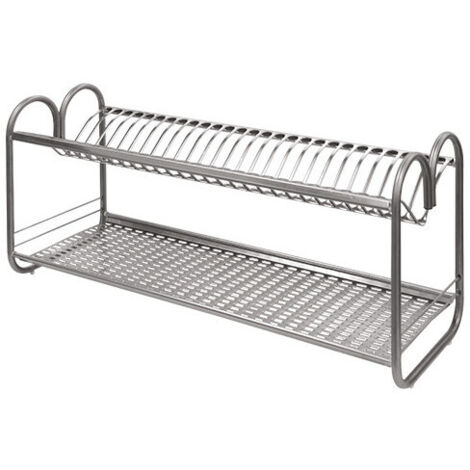Escurridor de platos de acero inoxidable de 70 cm con soportes laterales – AISI 304 – genérico
