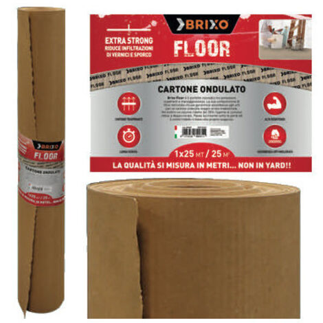 Cartón ondulado Brixo Floor 100 cm x 25 m – Protección de suelos – Rollo resistente