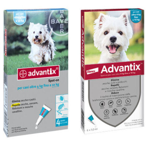 Advantix para perros de 4 a 10 kg – 4 pipetas de 1 ml – Protección antiparasitaria