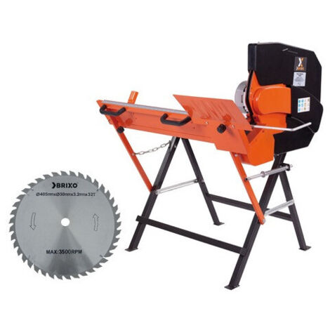 Sierra eléctrica de troncos 1500W – corte Ø30–135 mm – hoja de 400 mm – para leña – Brixo Sherwood