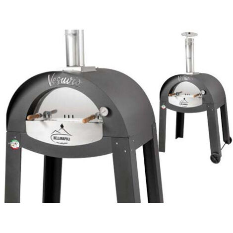 Horno de leña para 4 pizzas, cocción directa sobre piedra, Bella Napoli Vesuvio